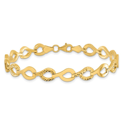 10K Yellow Gold Polished Fancy D/C Link Bracelet