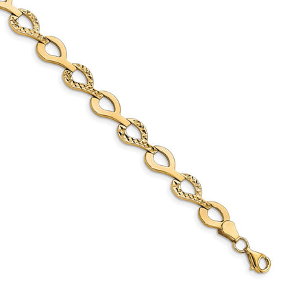 10K Yellow Gold Polished Fancy D/C Link Bracelet