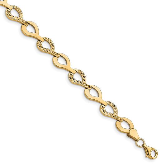 10K Yellow Gold Polished Fancy D/C Link Bracelet