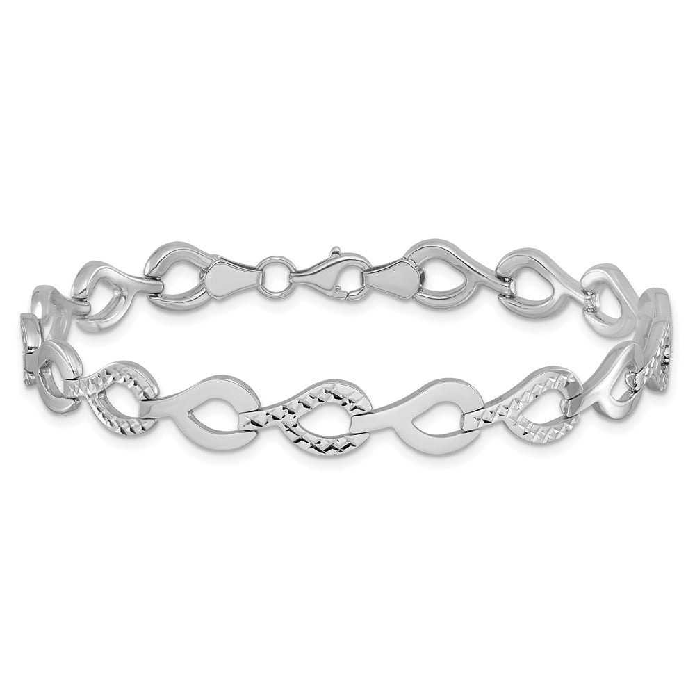10K White Gold Polished D/C Fancy Link Bracelet