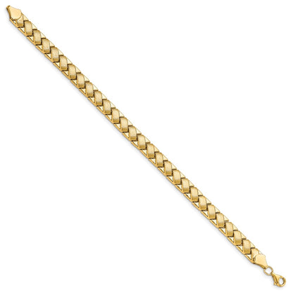 10K Yellow Gold Polished And Brushed Fancy Link Bracelet