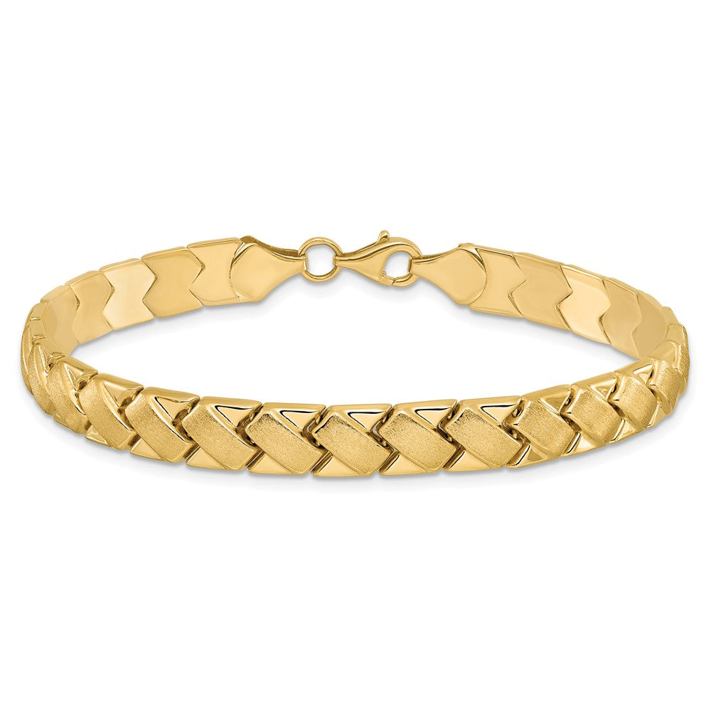 10K Yellow Gold Polished And Brushed Fancy Link Bracelet