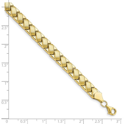 10K Yellow Gold Polished And Brushed Fancy Link Bracelet