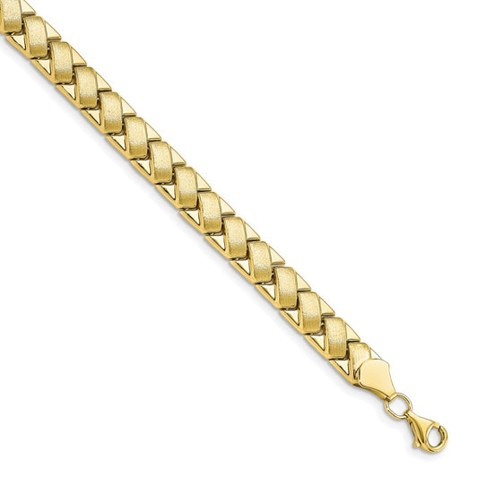 10K Yellow Gold Polished And Brushed Fancy Link Bracelet
