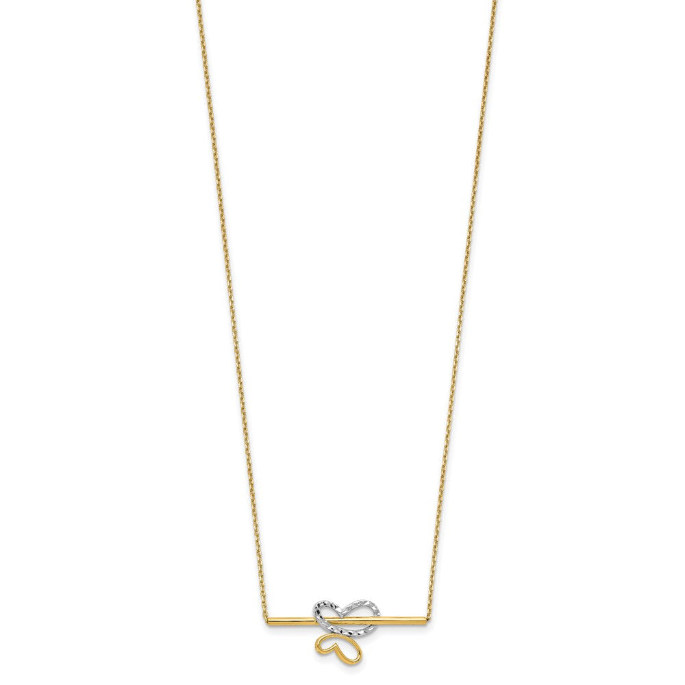 10K Yellow Rhodium Plated Polished D/C Butterfly Bar Necklace