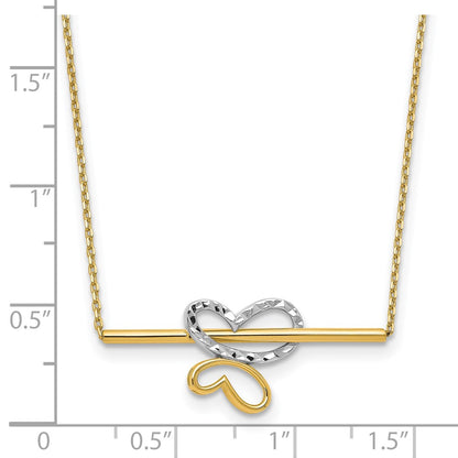 10K Yellow Rhodium Plated Polished D/C Butterfly Bar Necklace