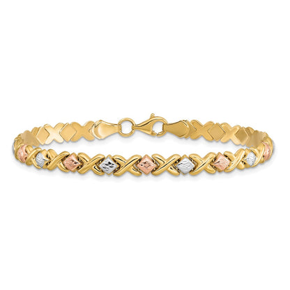 10K Tri Color Polished And D/C Bracelet