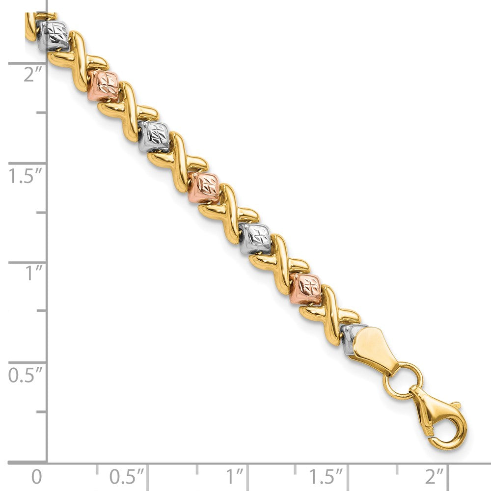 10K Tri Color Polished And D/C Bracelet