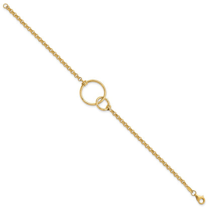 10K Yellow Gold Polished Interlocking Circles Link Bracelet