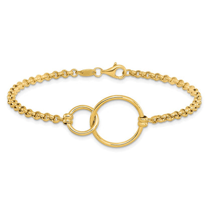 10K Yellow Gold Polished Interlocking Circles Link Bracelet