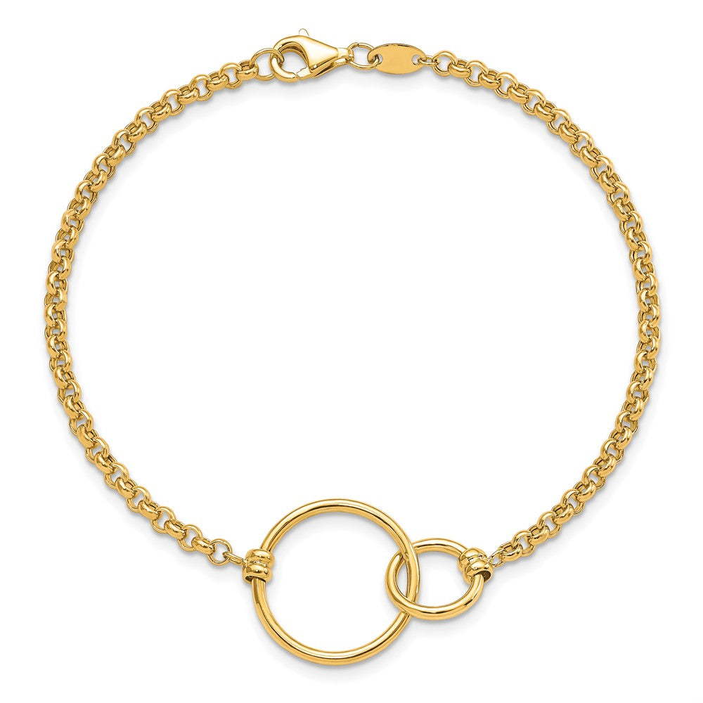 10K Yellow Gold Polished Interlocking Circles Link Bracelet