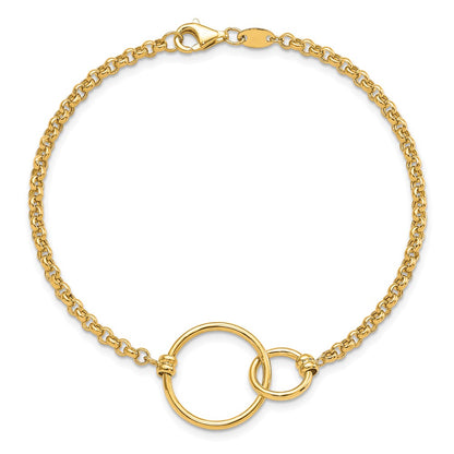 10K Yellow Gold Polished Interlocking Circles Link Bracelet