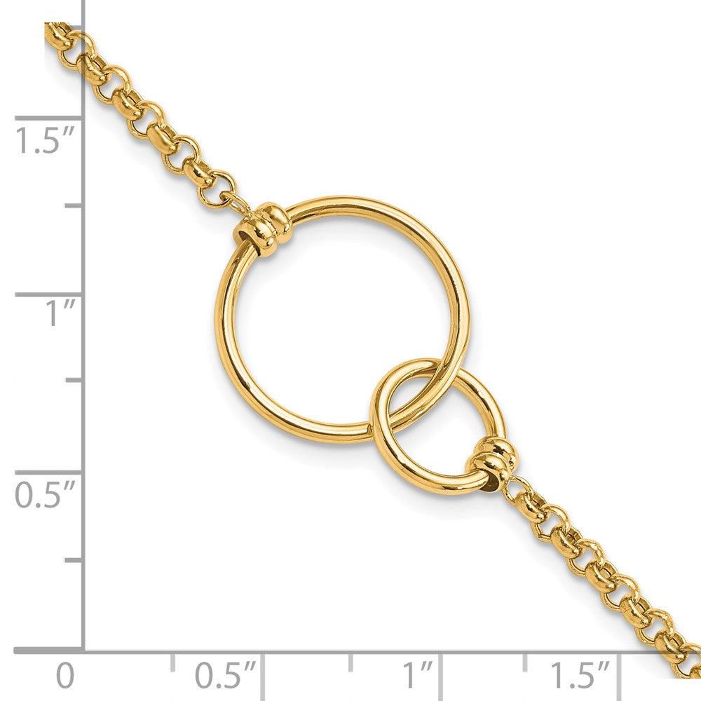 10K Yellow Gold Polished Interlocking Circles Link Bracelet