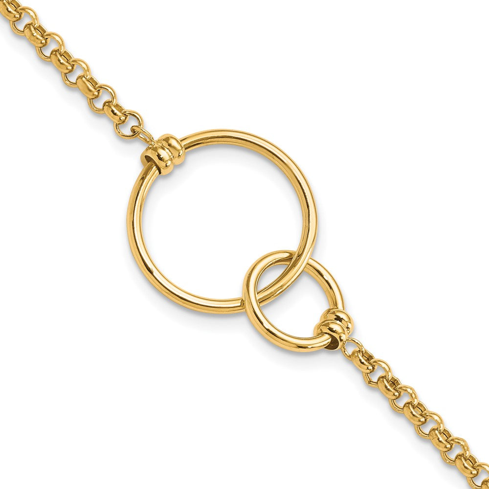 10K Yellow Gold Polished Interlocking Circles Link Bracelet
