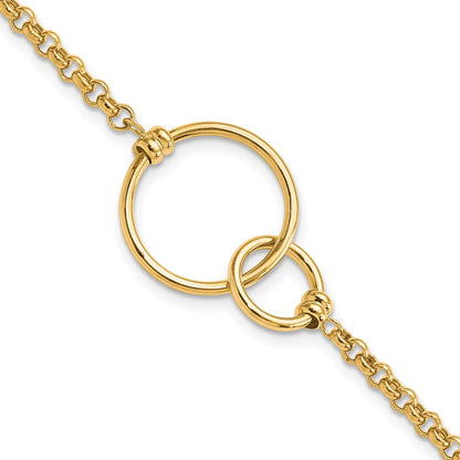 10K Yellow Gold Polished Interlocking Circles Link Bracelet
