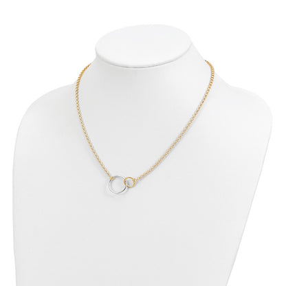 10K Two Tone Polished Link Necklace