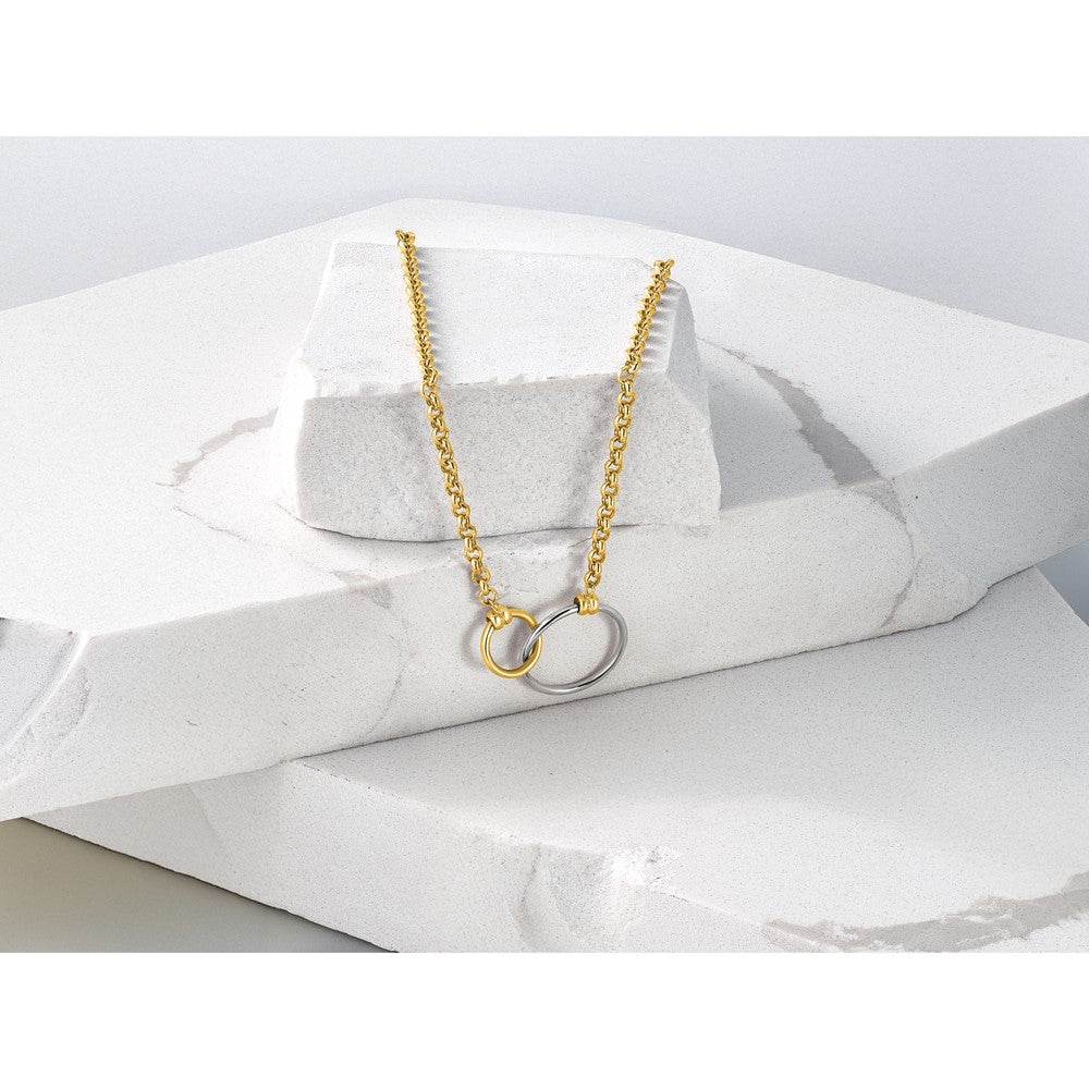 10K Two Tone Polished Link Necklace