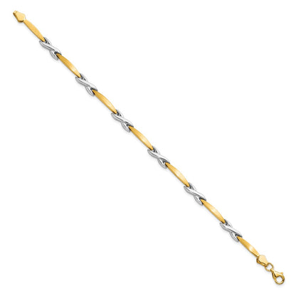 10K Two Tone Polished And Brushed Bracelet