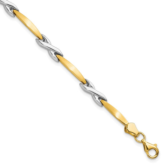 10K Two Tone Polished And Brushed Bracelet