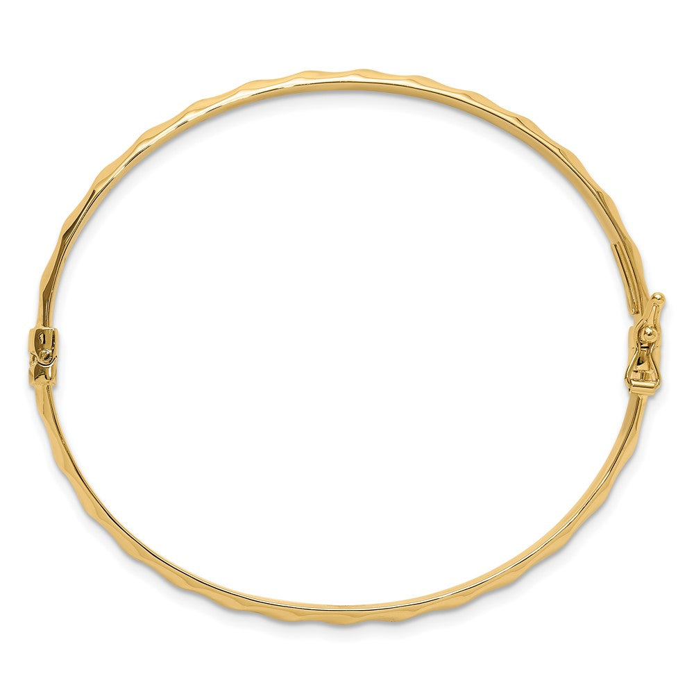 10K Yellow Gold Polished Twisted Hinged Bangle