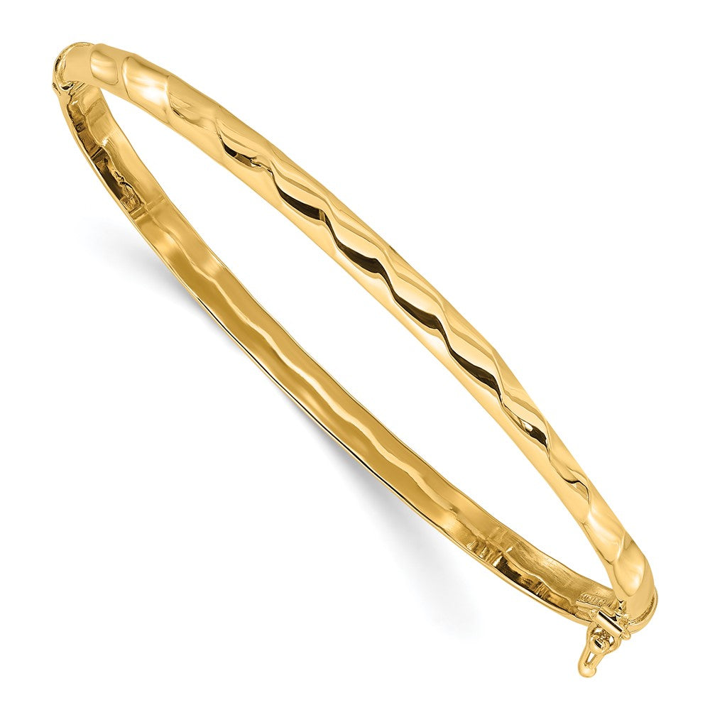 10K Yellow Gold Polished Twisted Hinged Bangle