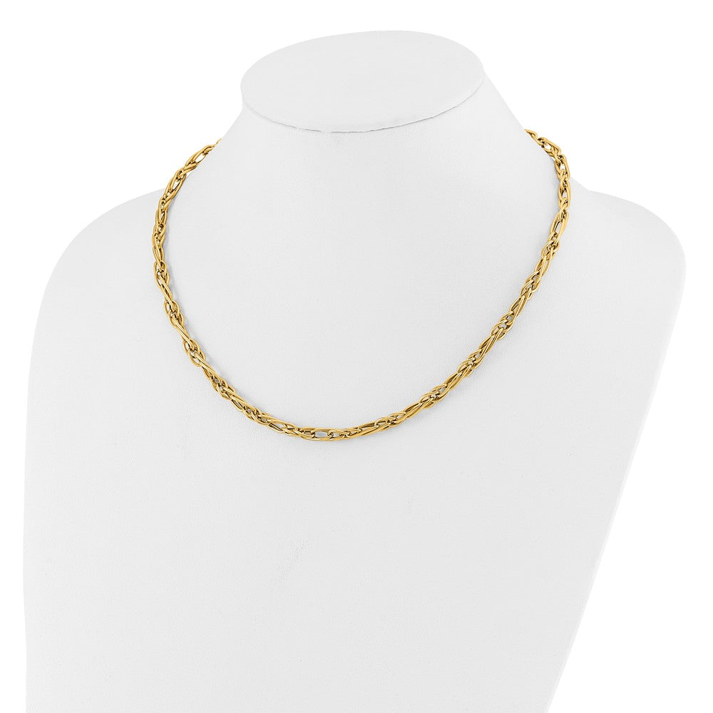 10K Yellow Gold Polished Fancy Link 1In Ext. Necklace