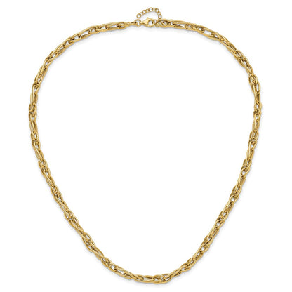 10K Yellow Gold Polished Fancy Link 1In Ext. Necklace