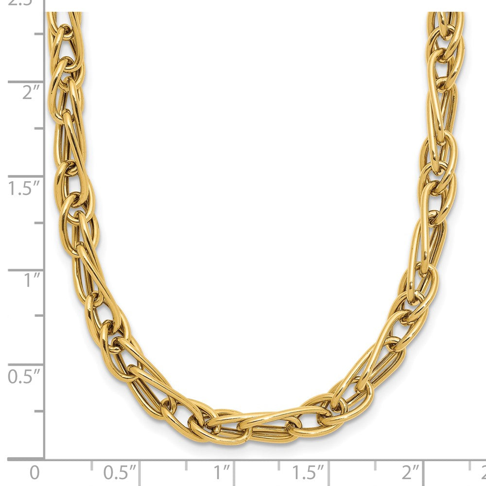10K Yellow Gold Polished Fancy Link 1In Ext. Necklace