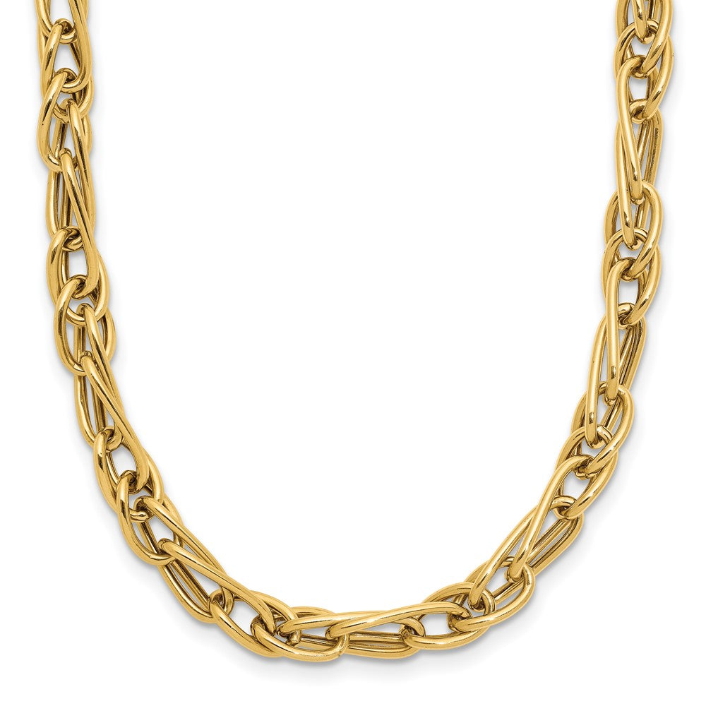 10K Yellow Gold Polished Fancy Link 1In Ext. Necklace