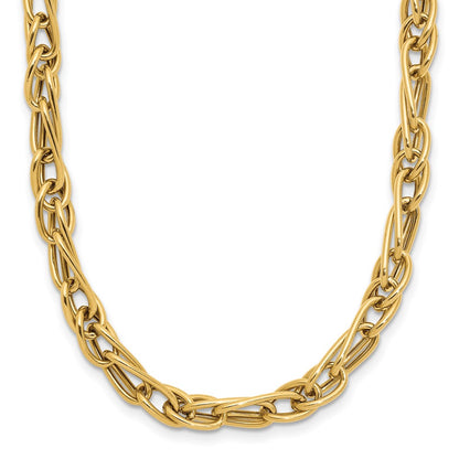 10K Yellow Gold Polished Fancy Link 1In Ext. Necklace