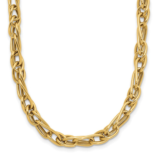 10K Yellow Gold Polished Fancy Link 1In Ext. Necklace