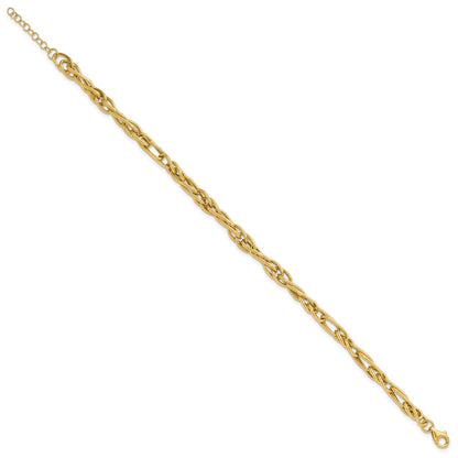 10K Yellow Gold Polished Fancy Link 1In Ext. Bracelet