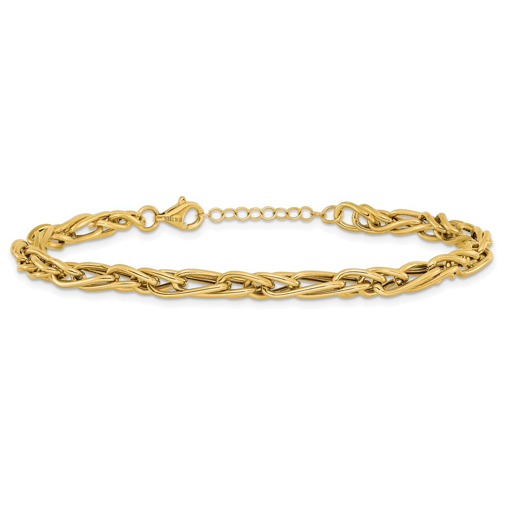 10K Yellow Gold Polished Fancy Link 1In Ext. Bracelet