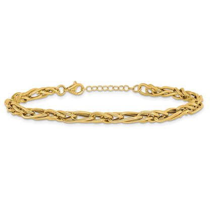 10K Yellow Gold Polished Fancy Link 1In Ext. Bracelet
