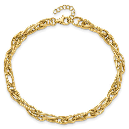 10K Yellow Gold Polished Fancy Link 1In Ext. Bracelet