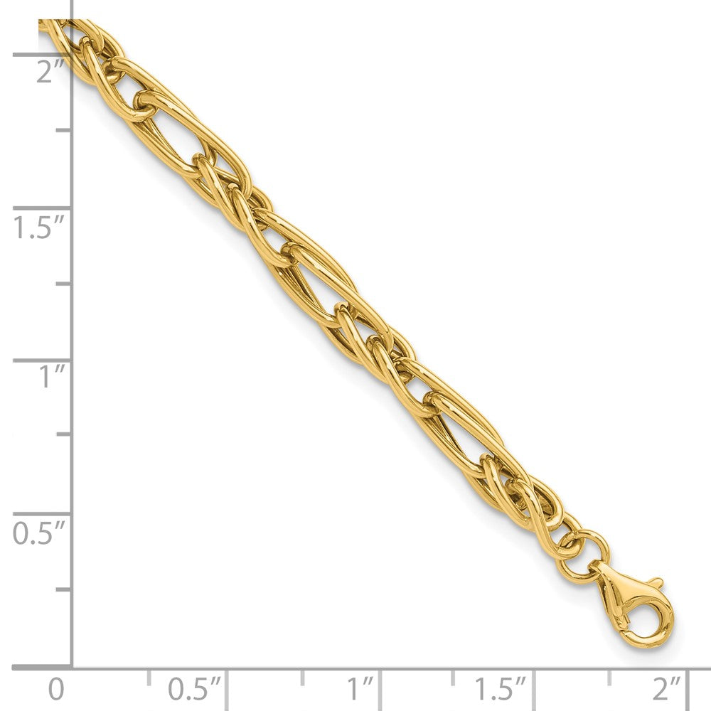 10K Yellow Gold Polished Fancy Link 1In Ext. Bracelet