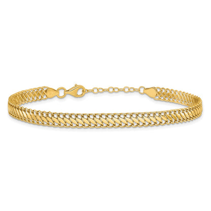 10K Yellow Gold Polished Fancy Link 1In Ext. Bracelet
