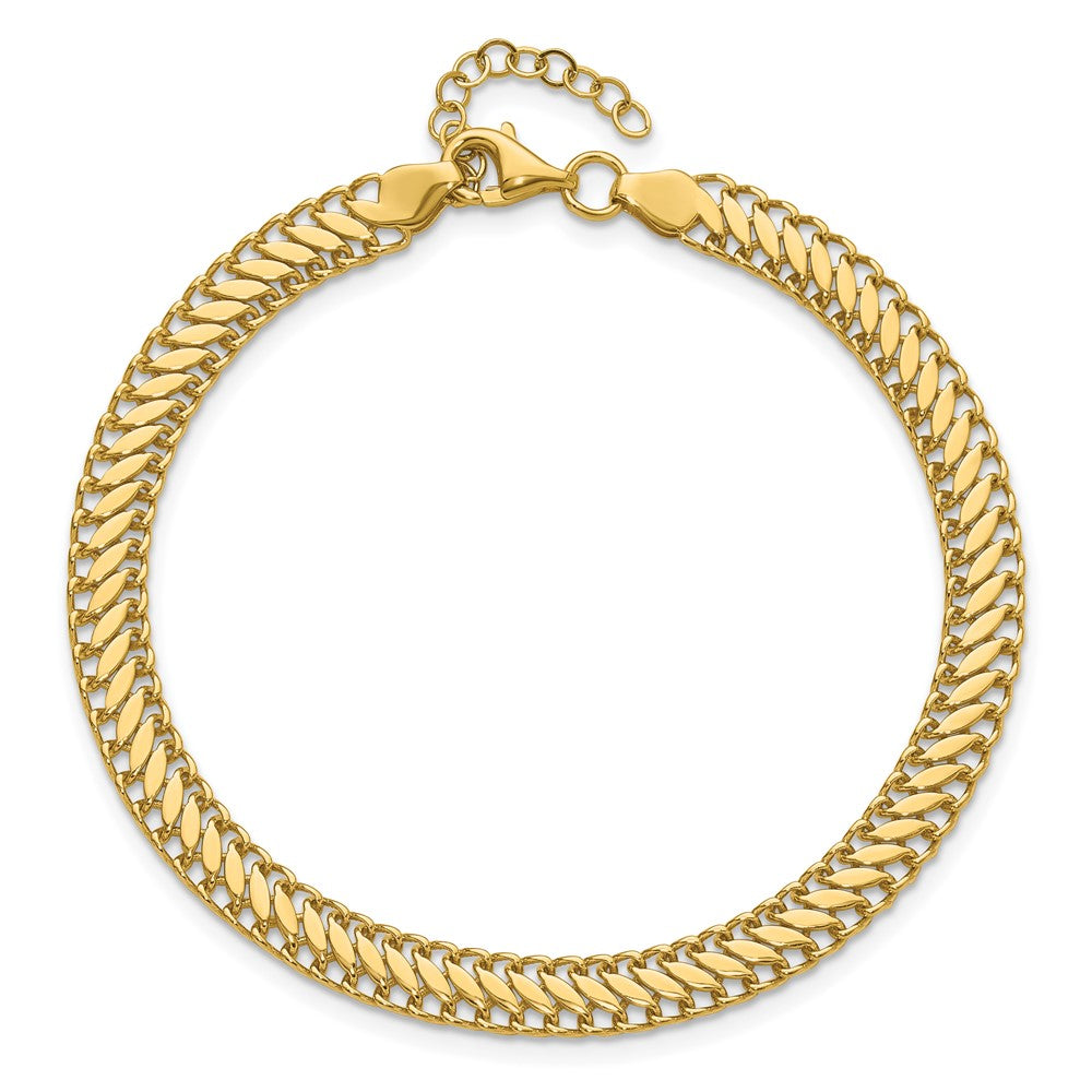 10K Yellow Gold Polished Fancy Link 1In Ext. Bracelet