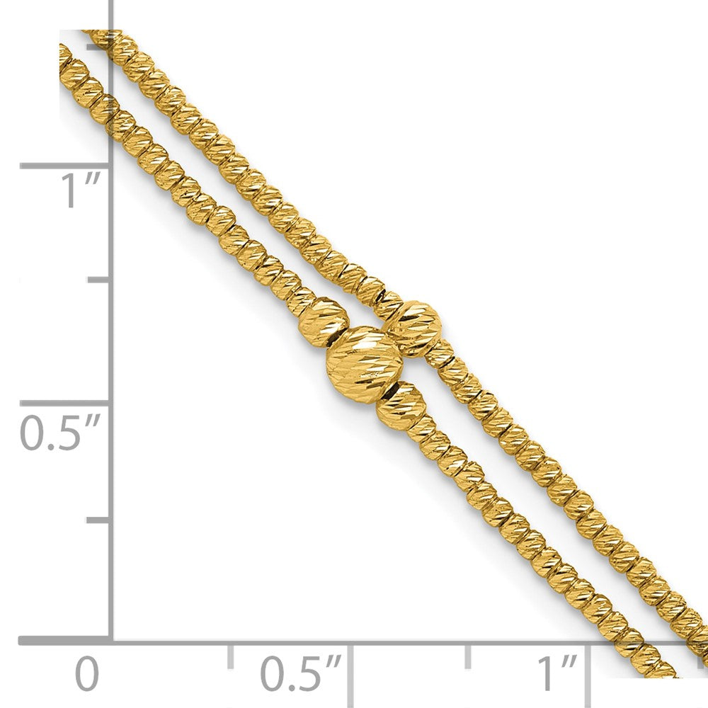 10K Yellow Gold Polished And Diamond Cut Beads 2 Strand Bracelet