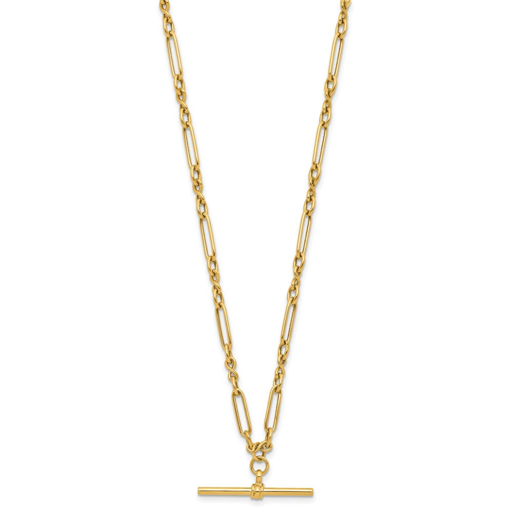10K Yellow Gold Polished Fancy Link Bar Necklace