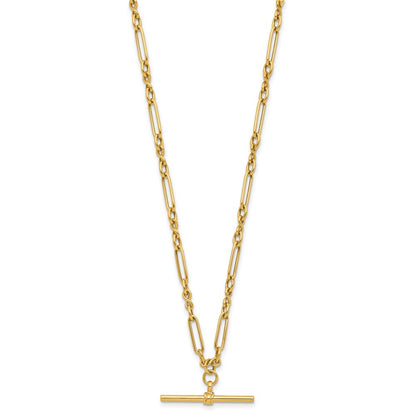 10K Yellow Gold Polished Fancy Link Bar Necklace