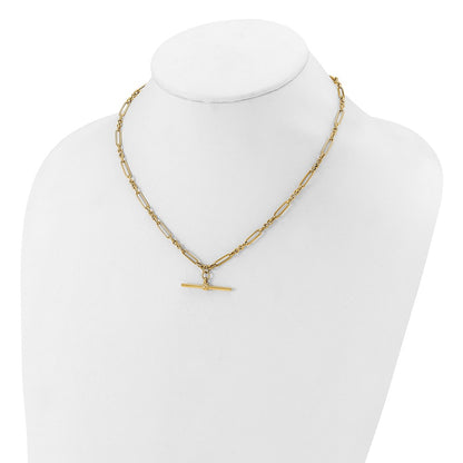 10K Yellow Gold Polished Fancy Link Bar Necklace