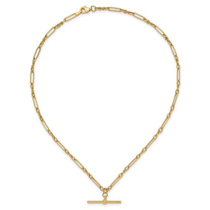 10K Yellow Gold Polished Fancy Link Bar Necklace