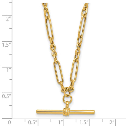 10K Yellow Gold Polished Fancy Link Bar Necklace