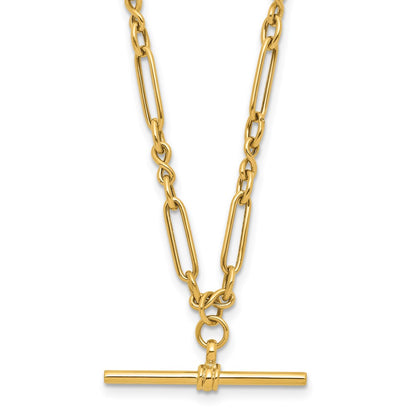 10K Yellow Gold Polished Fancy Link Bar Necklace
