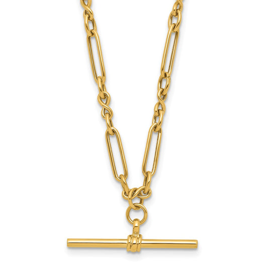 10K Yellow Gold Polished Fancy Link Bar Necklace