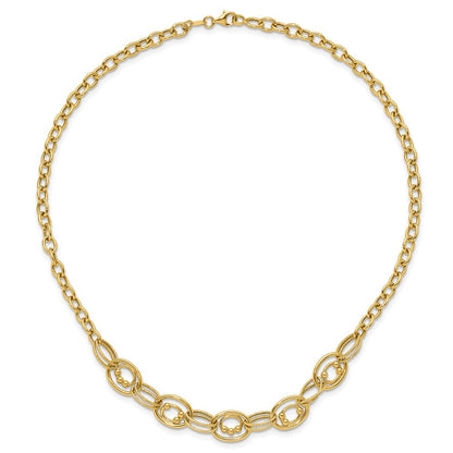 10K Yellow Gold Polished And Textured Fancy Link Necklace