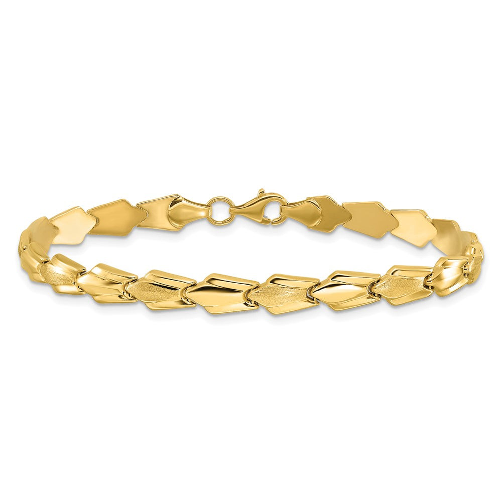 10K Yellow Gold Polished And Satin Fancy Link Bracelet