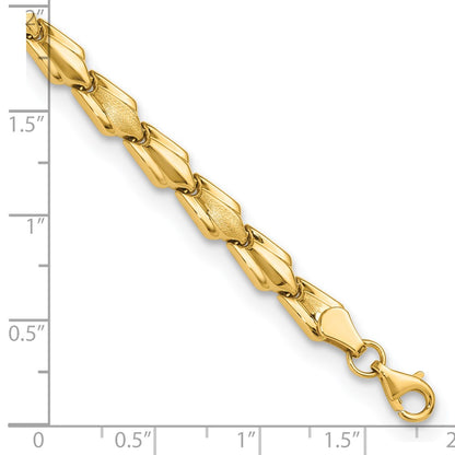 10K Yellow Gold Polished And Satin Fancy Link Bracelet