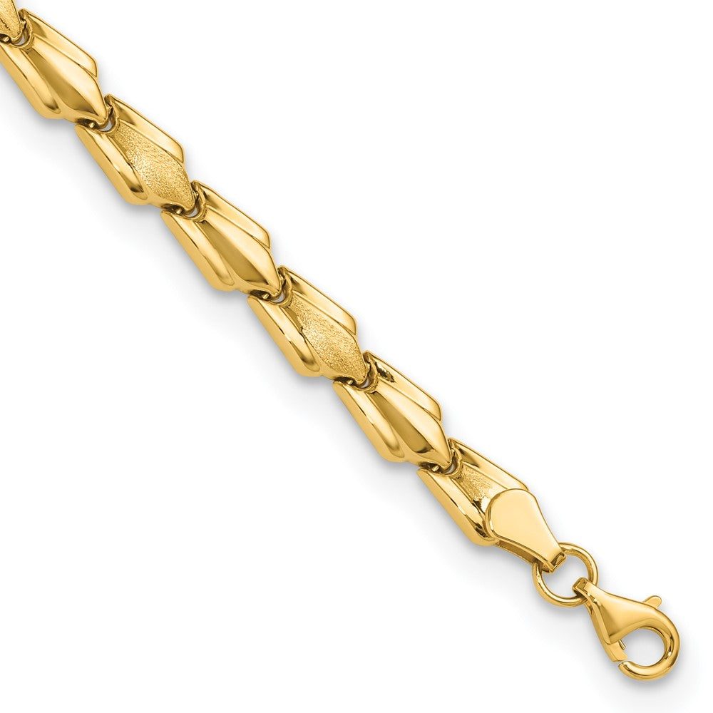 10K Yellow Gold Polished And Satin Fancy Link Bracelet